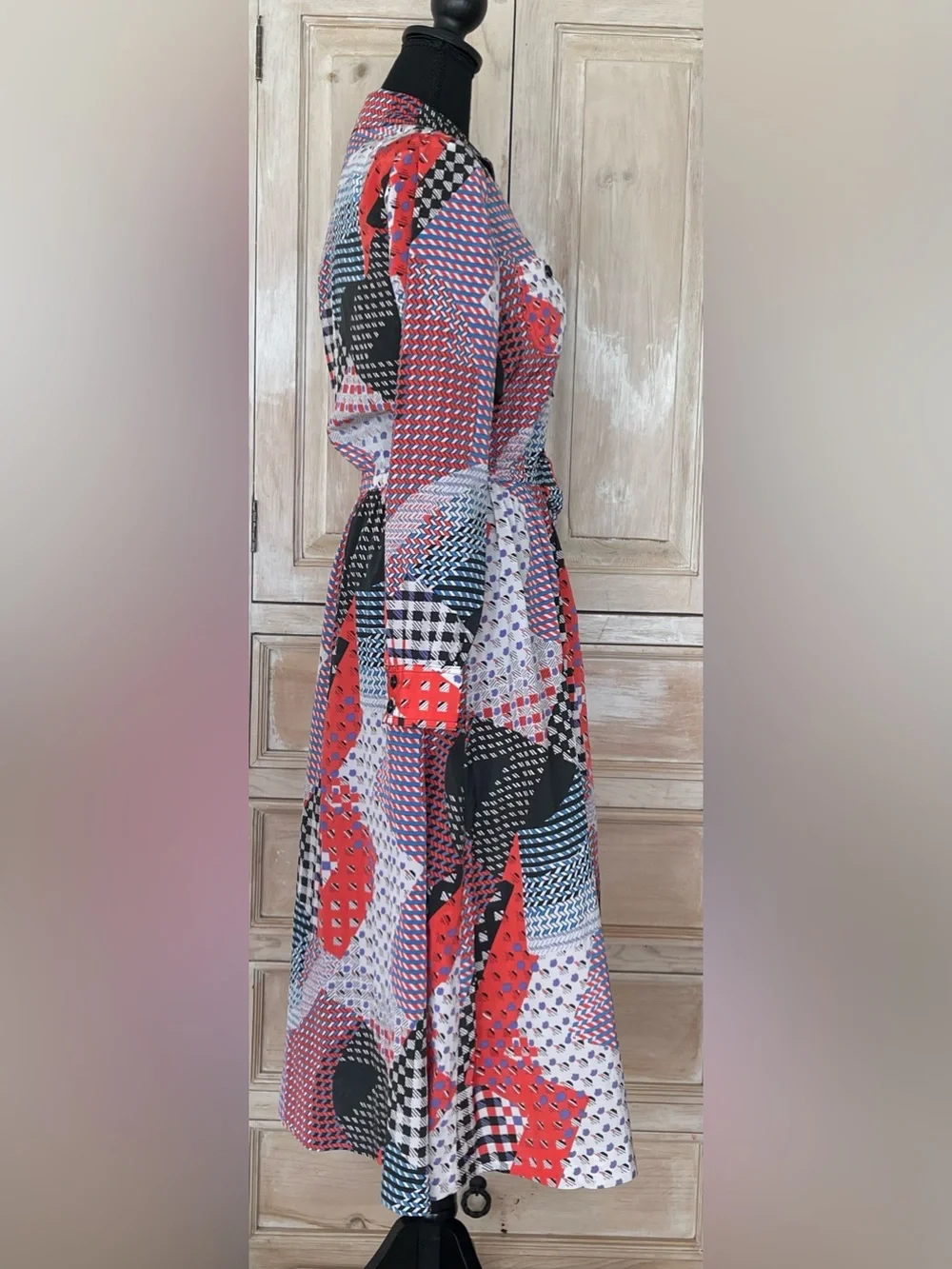Vintage Louis Féraud at Rembrandt Bold Geometric Dress UK 12 Made in England - Picture 4 of 7